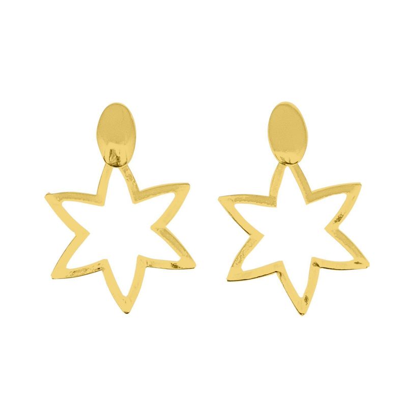 Aros Estrella Calada Colgante Enchapado Oro 18K
