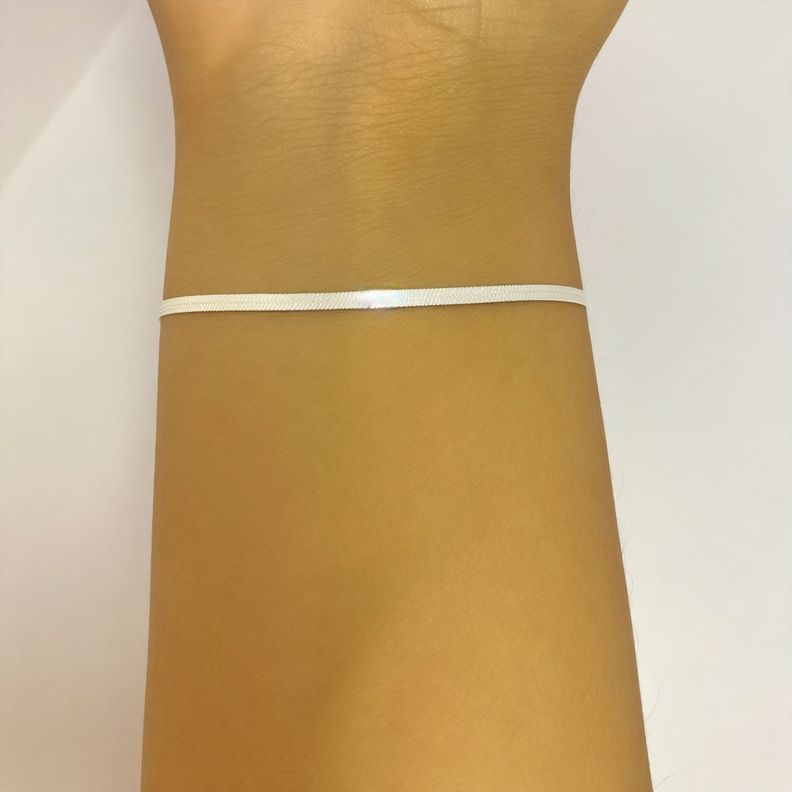 Pulsera Cinta Delgada 3mm Plata Fina 925-1