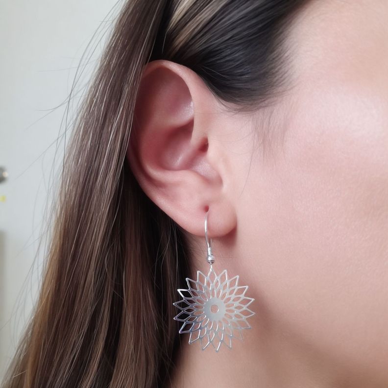 Aros Flor Calada Plata Fina 925 -1