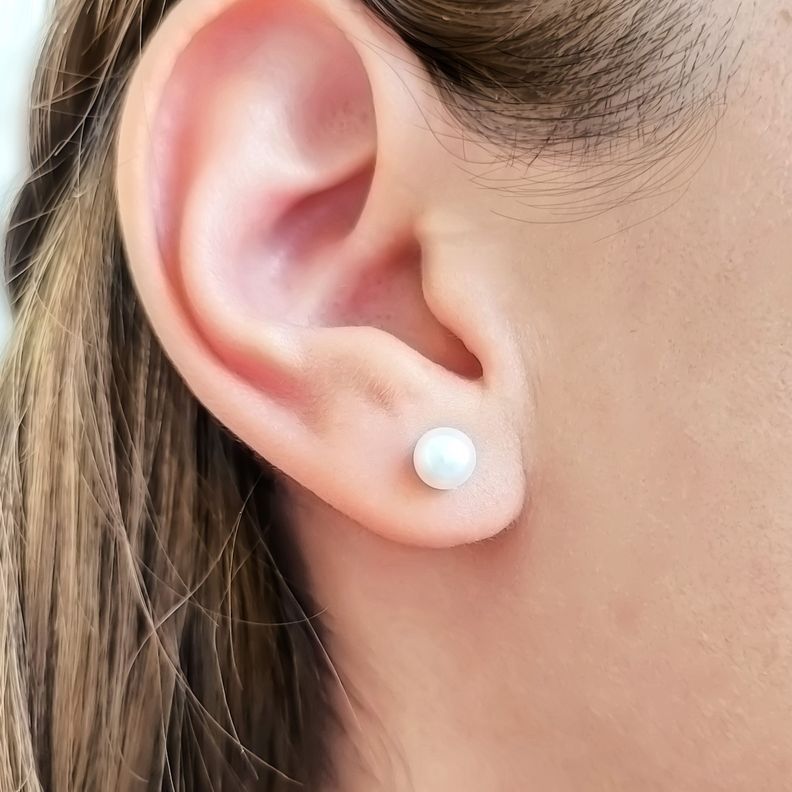 Aros Abridores Perla Sintética 6mm Laminado Oro 18K-1