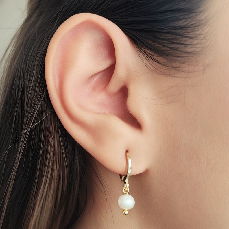 Aros Argolla Perla De Río Colgante Enchapado Oro 18K-1