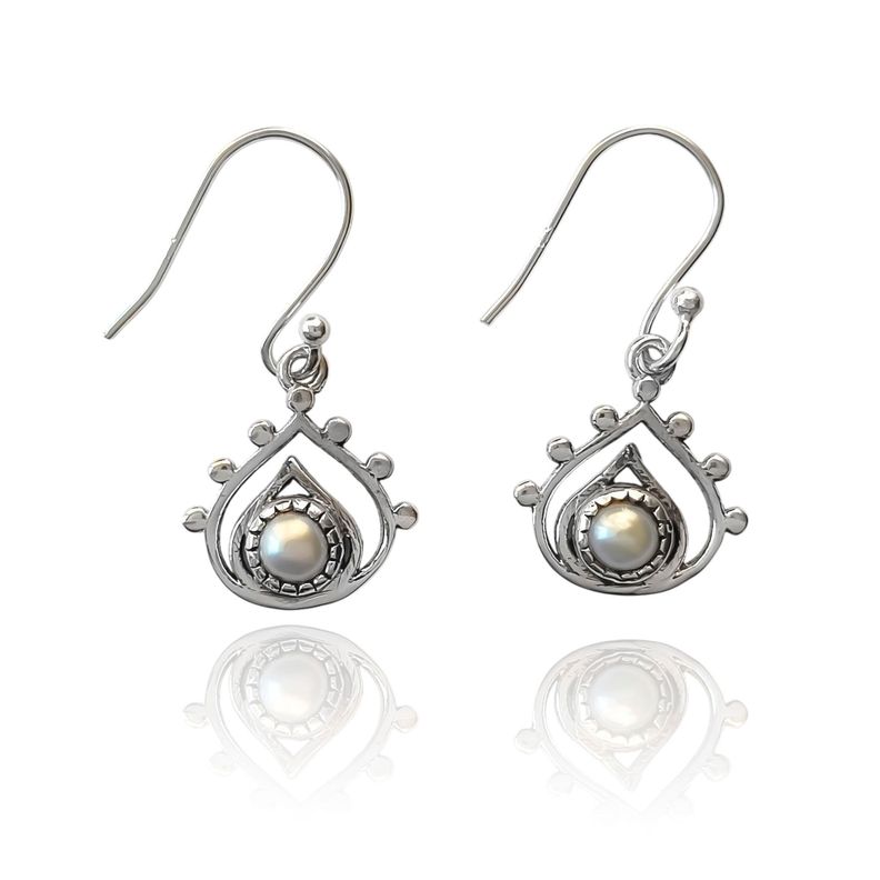 Aros Lakshmi Gota Perla De Río Plata Fina 925-0