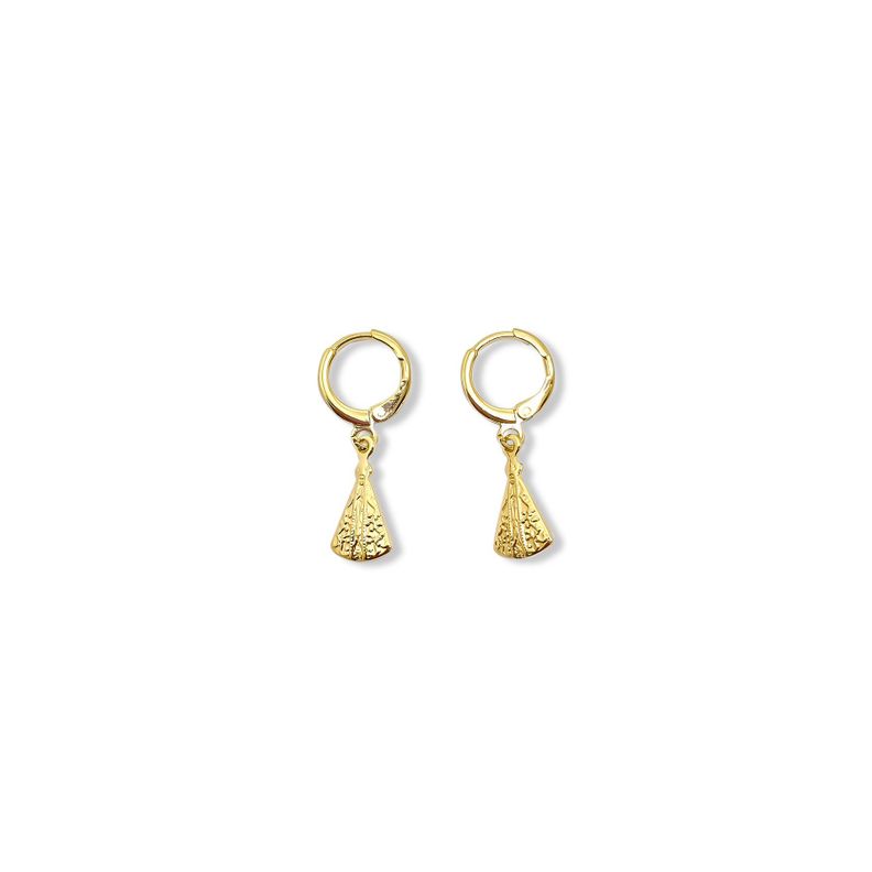 Aros Argolla 11mm Virgen Nuestra Senora de la Candelaria Enchapado Oro 18K Dorado