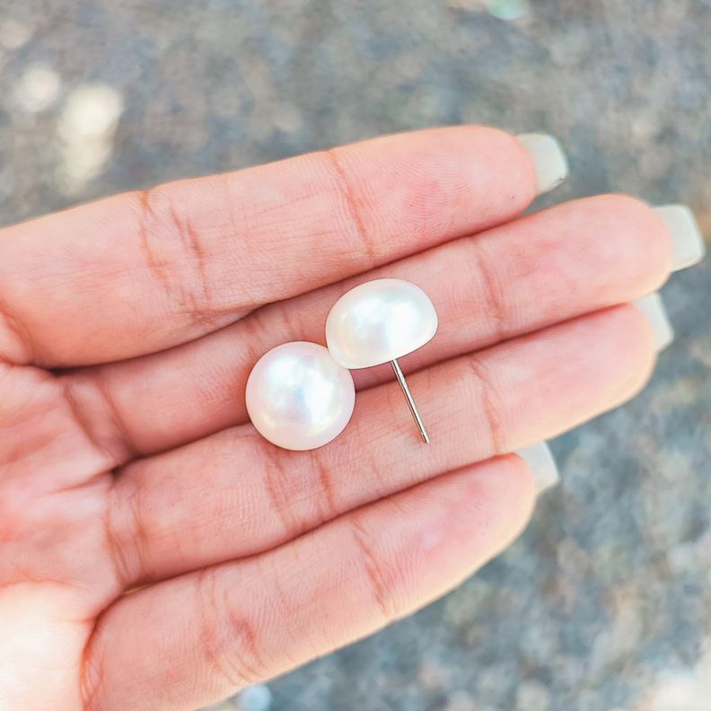 Aros Perla de Río 13mm Plata Fina 925-1