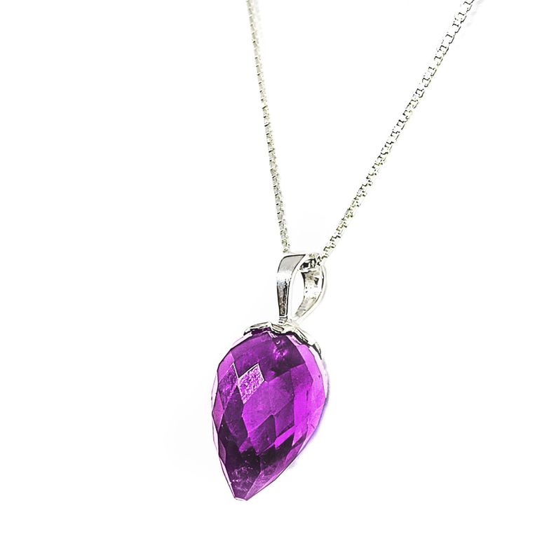 Collar Péndulo Facetado Amatista Plata Fina 925-1