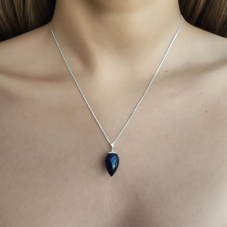 Collar Péndulo Facetado Amatista Plata Fina 925-2