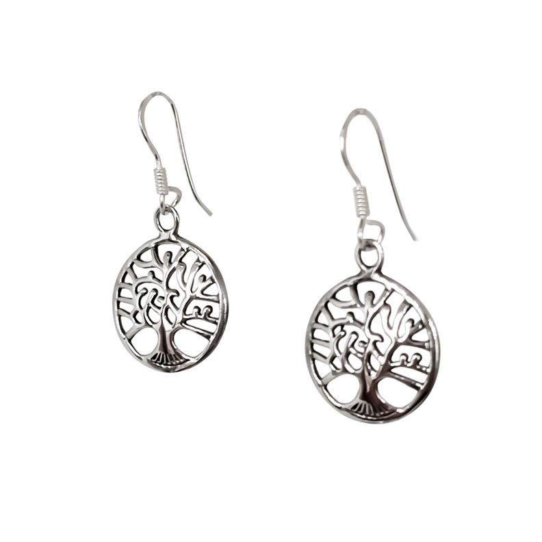Aros Árbol De La Vida Gancho Plata Fina 925-0