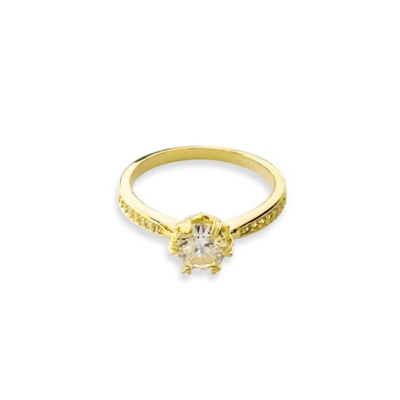 Anillo Solitario Circón 7mm Enchapado Oro 18K-0