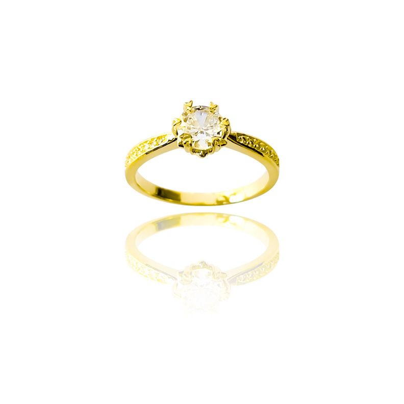 Anillo Solitario Circón 7mm Enchapado Oro 18K-1