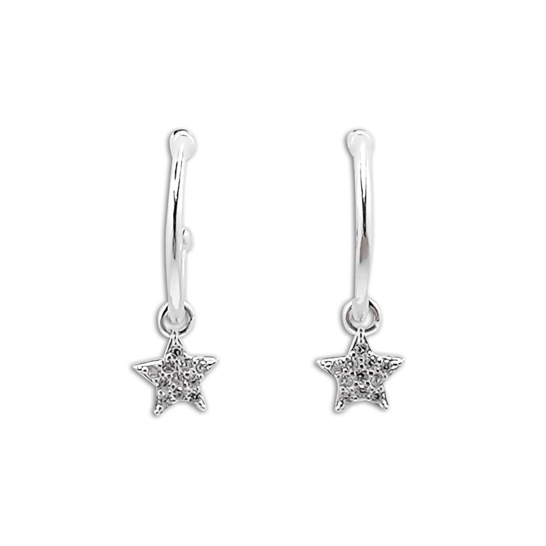 Aros Argolla Estrella Circón Colgante Plata Fina 925-2