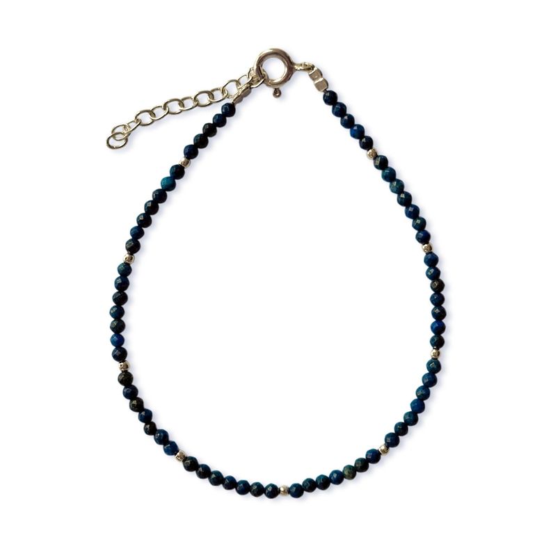 Pulsera Mini Lapislázuli Facetada Plata Fina 925-0