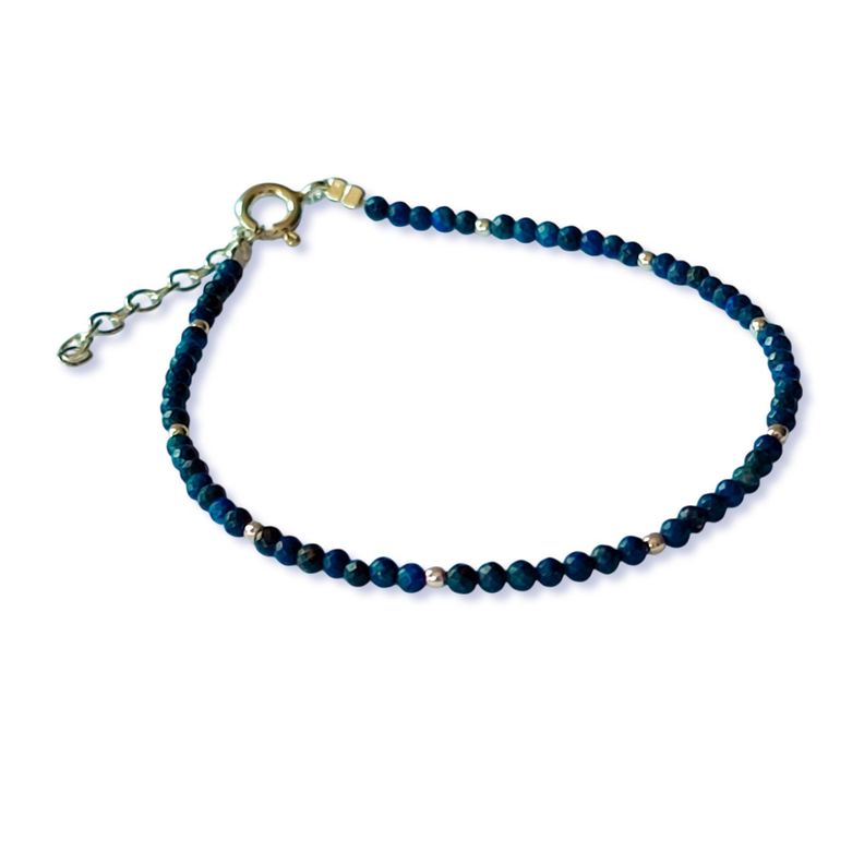 Pulsera Mini Lapislázuli Facetada Plata Fina 925-1