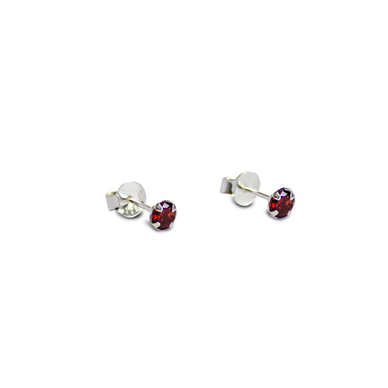 Aros Circón Rojo Grifas 4mm Plata Fina 925-0