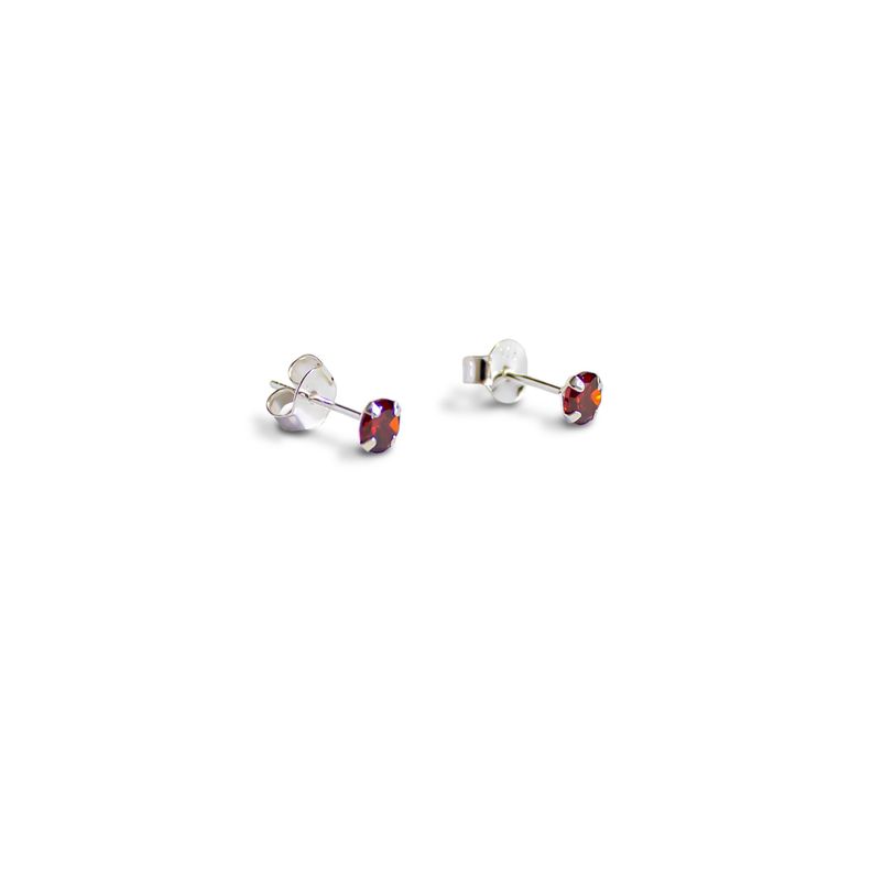 Aros Circón Rojo Grifas 4mm Plata Fina 925-1