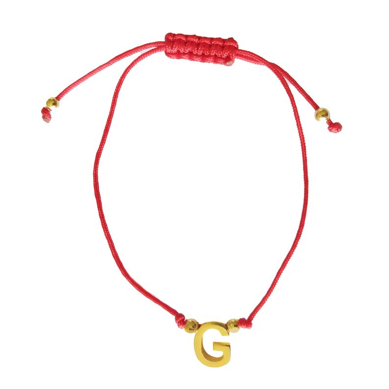 Pulsera Letras G Cordón Rojo Enchapado Oro 18K-0