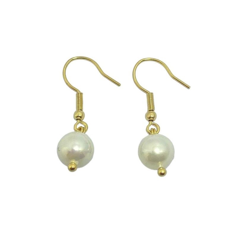Aros Perla Shellpearl Gancho Enchapado Oro 18K-0