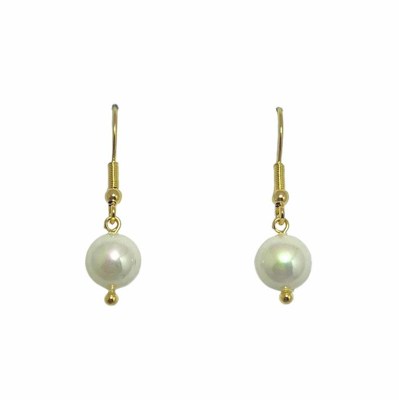 Aros Perla Shellpearl Gancho Enchapado Oro 18K-1