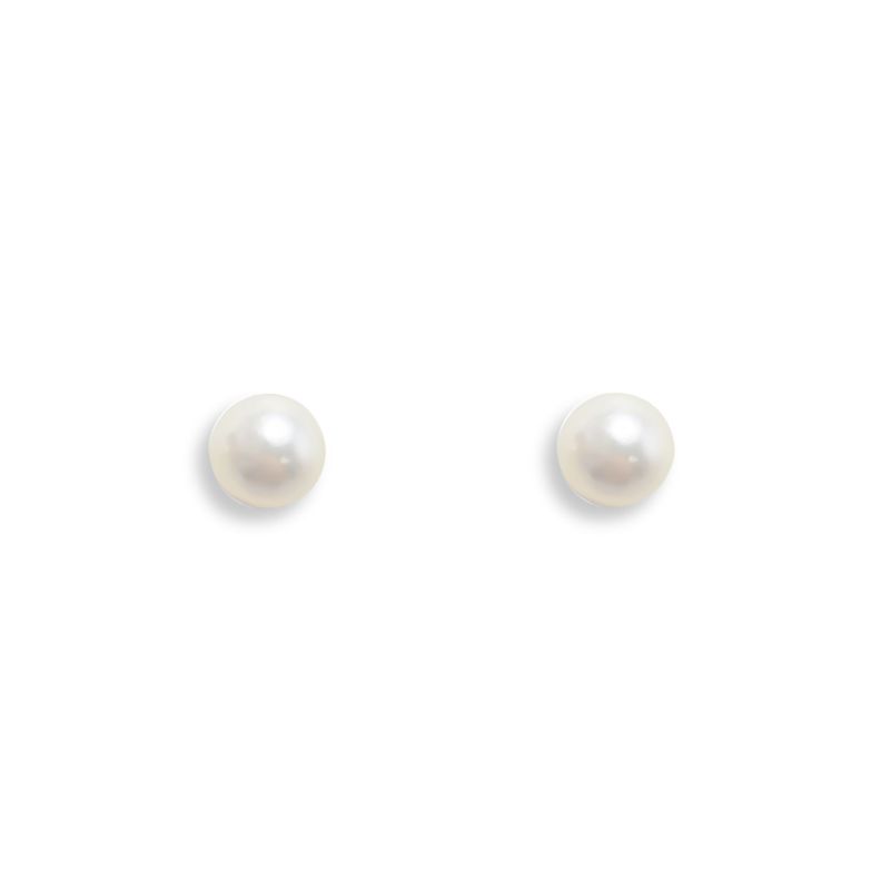Aros Perla Sintética Niña 4mm Enchapado Oro 18K-1