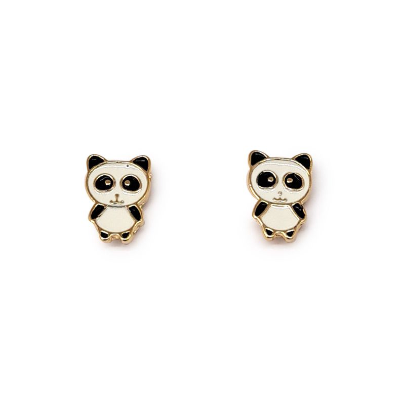 Aros Panda Enchapado Oro 18K Blanco