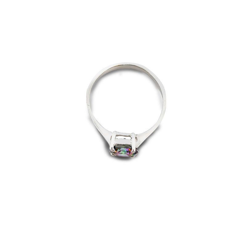 Anillo Solitario 4 Grifas Topacio Místico #19 Plata Fina 925-1