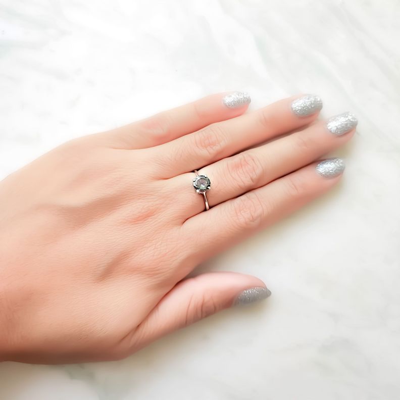 Anillo Solitario 4 Grifas Topacio Místico #19 Plata Fina 925-2