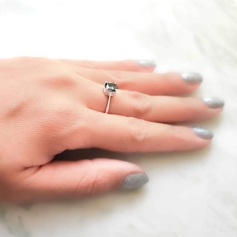 Anillo Solitario 4 Grifas Topacio Místico #19 Plata Fina 925-3