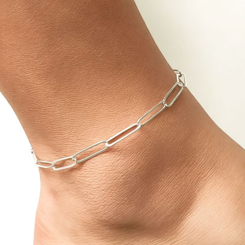 Tobillera Eslabón Alargado 16x4mm Plata Fina 925-1
