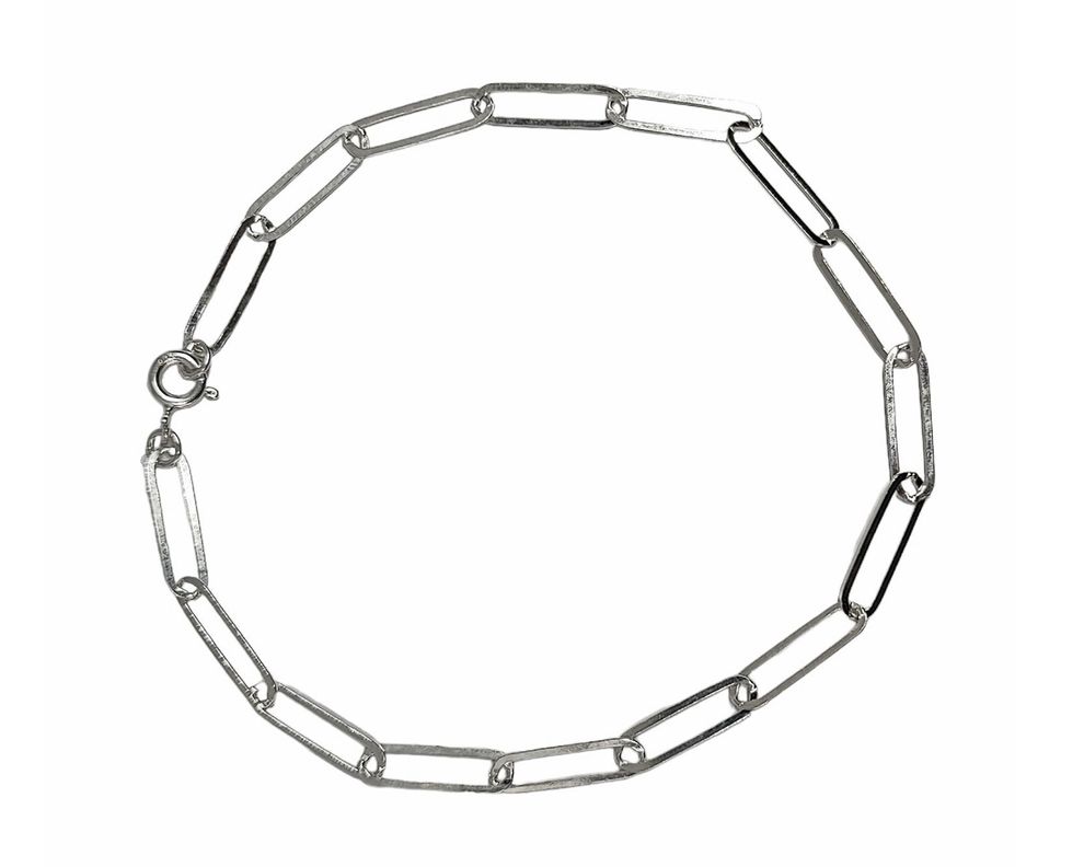 Tobillera Eslabón Alargado 16x4mm Plata Fina 925-0