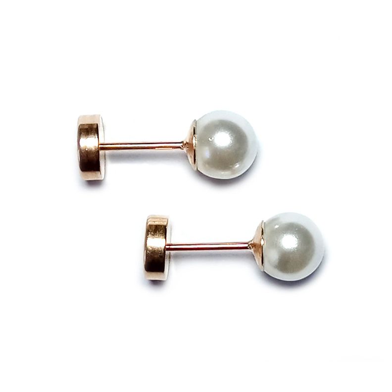 Aros Abridores Perla Sintética 5mm Laminado Oro 18K-1