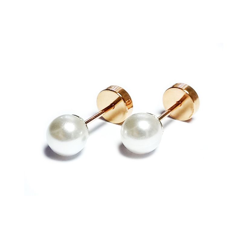 Aros Abridores Perla Sintética 5mm Laminado Oro 18K-0