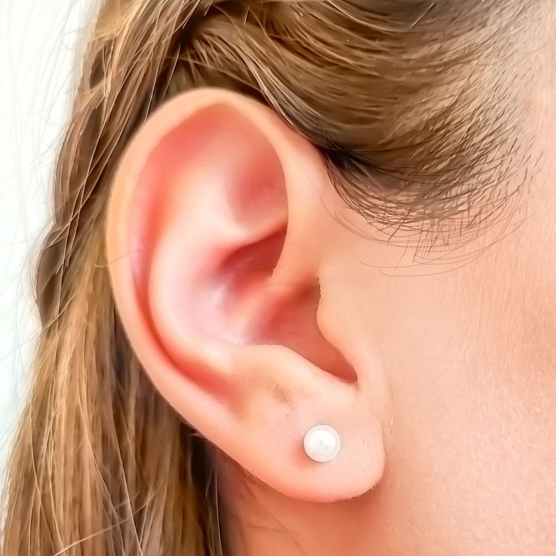 Aros Abridores Perla Sintética 5mm Laminado Oro 18K-3
