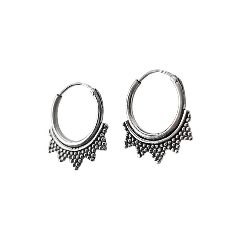 Aros Argollas Étnico Fino Plata Fina 925-0