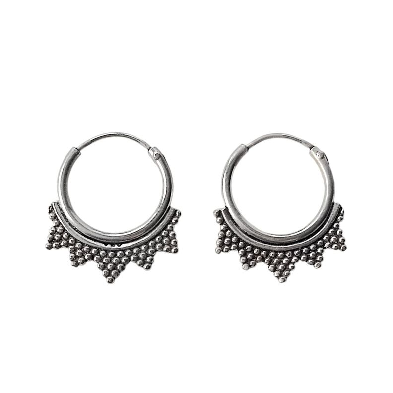 Aros Argollas Étnico Fino Plata Fina 925-1