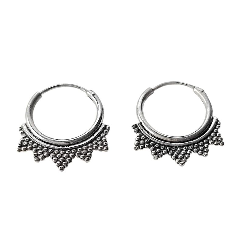 Aros Argollas Étnico Fino Plata Fina 925-2
