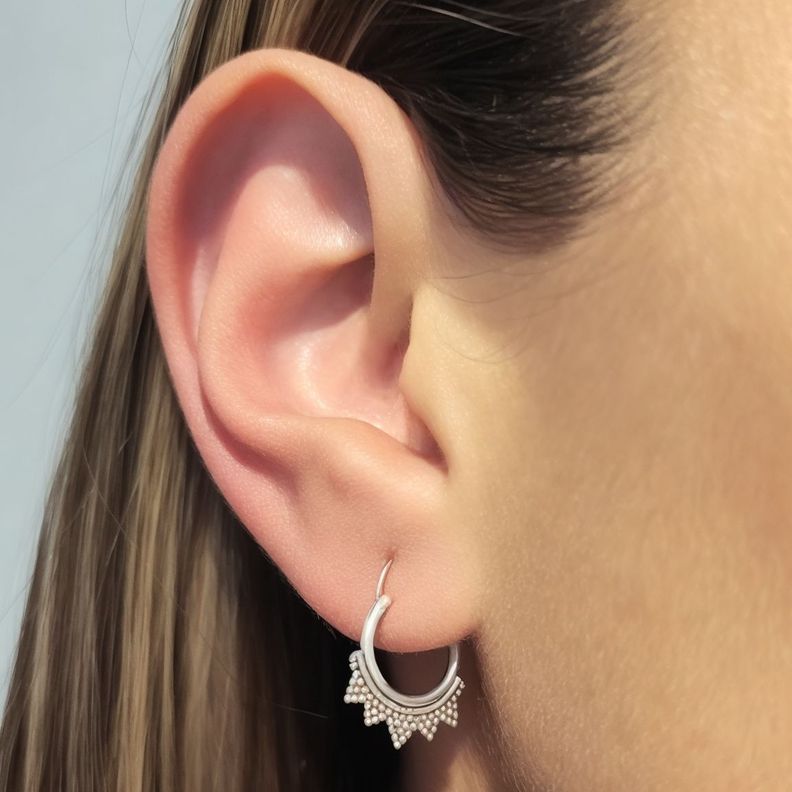 Aros Argollas Étnico Fino Plata Fina 925-3