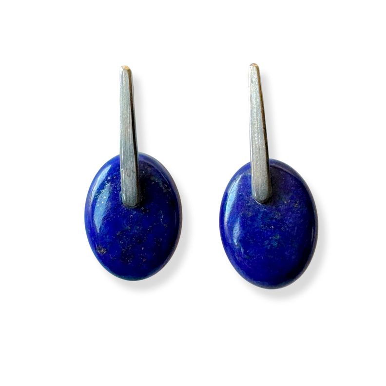 Aros Lapislázuli Óvalo Plata Fina 925-0