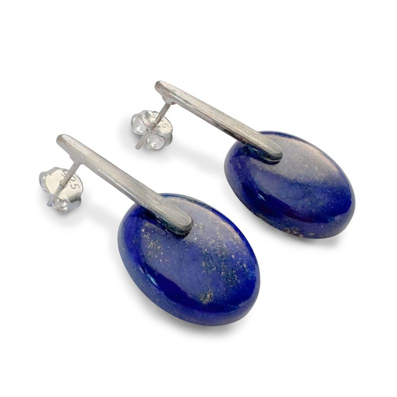 Aros Lapislázuli Óvalo Plata Fina 925-1