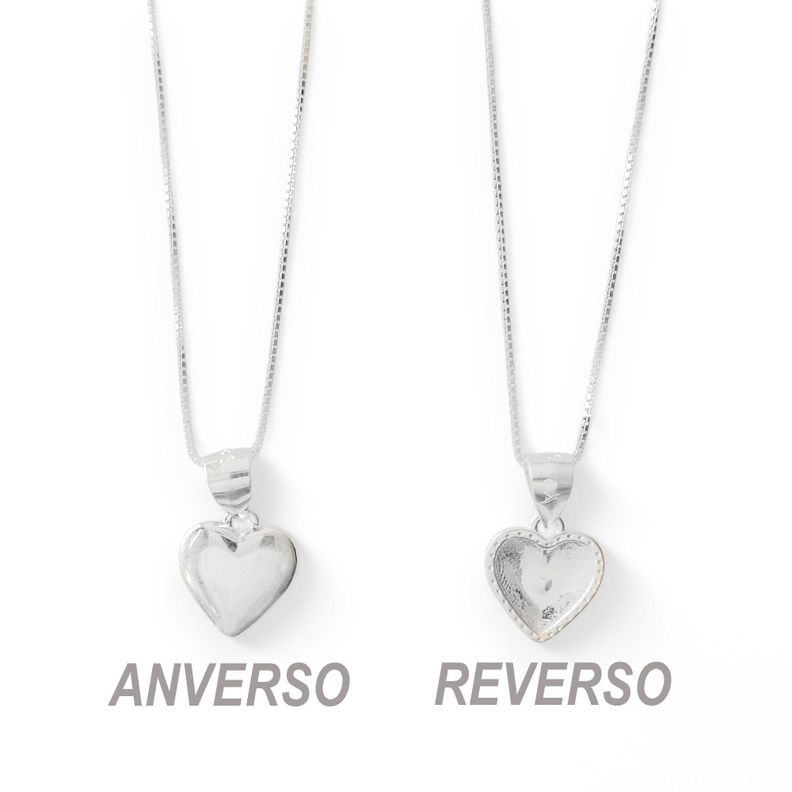 Collar Corazón Liso Elba Plata Fina 925-2