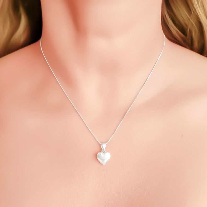 Collar Corazón Liso Elba Plata Fina 925-3