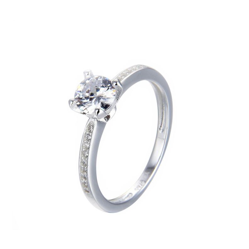 Anillo Solitario Circón Blanco Plata Fina 925-0