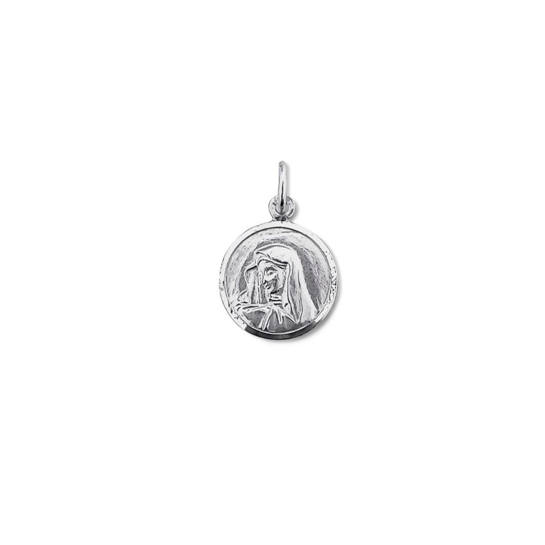 Colgante Medalla Virgen Dolorosa 14mm Plata Fina 925