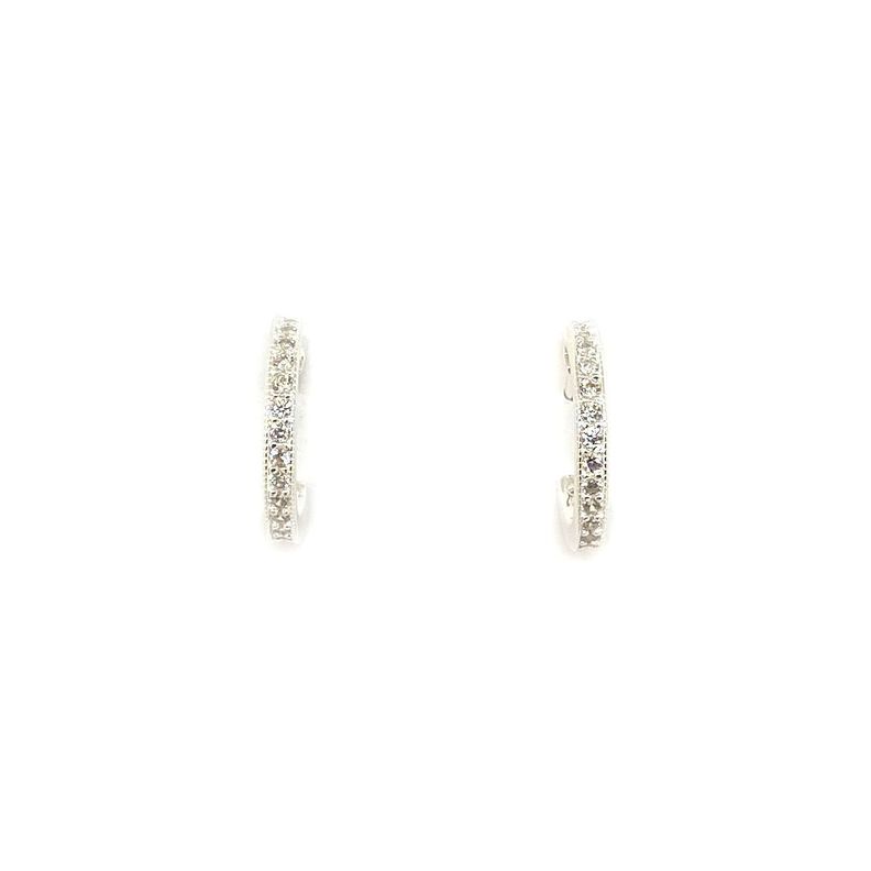 Aros Argollas Circón 16mm Plata Fina 925-0
