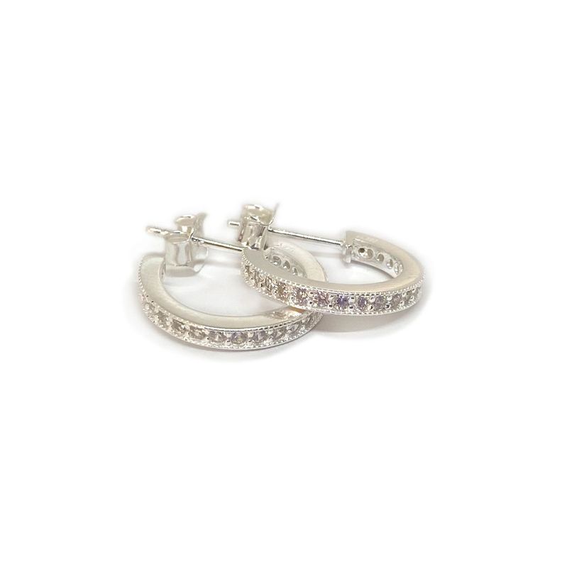 Aros Argollas Circón 16mm Plata Fina 925-1