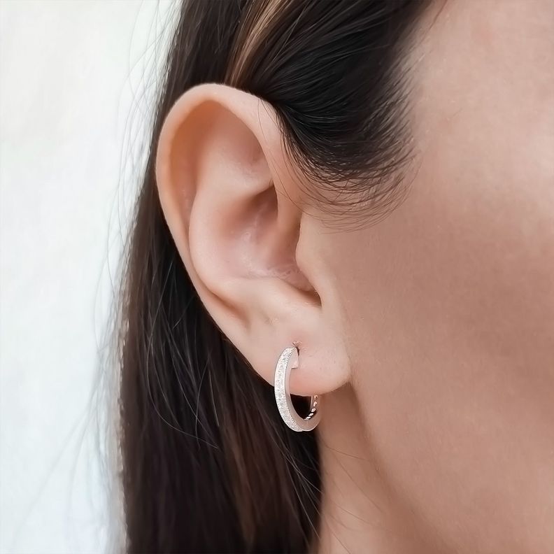 Aros Argollas Circón 16mm Plata Fina 925-3