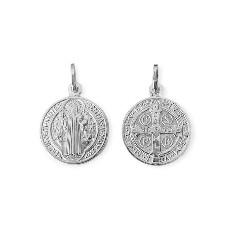 Colgante Medalla San Benito 16mm Plata Fina 925-0