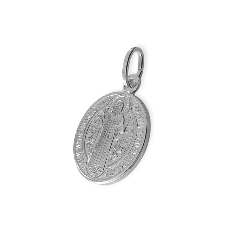 Colgante Medalla San Benito 16mm Plata Fina 925-1
