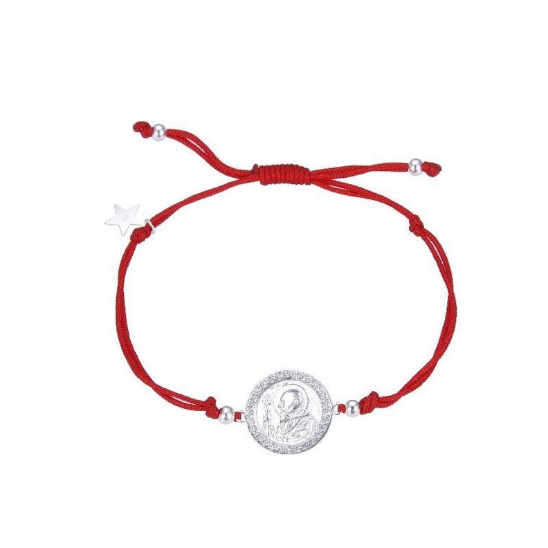 Pulsera San Benito Circón Estrella Cordón Rojo-0