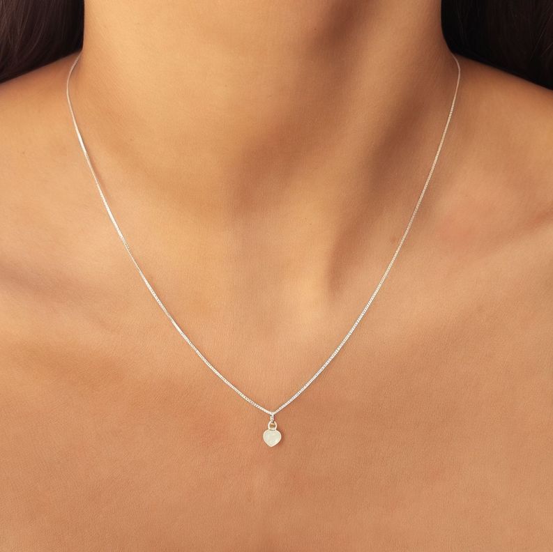 Collar Corazón Nácar Mini Plata Fina 925-1