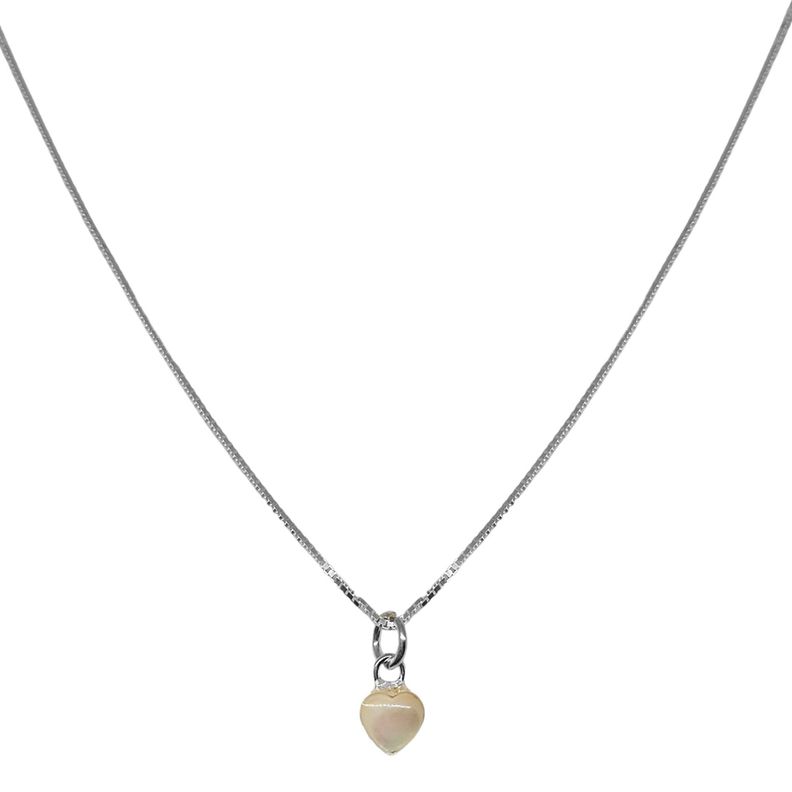 Collar Corazón Nácar Mini Plata Fina 925-0