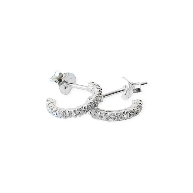 Aros Argollas Circón Blanco 11mm Plata Fina 925-0